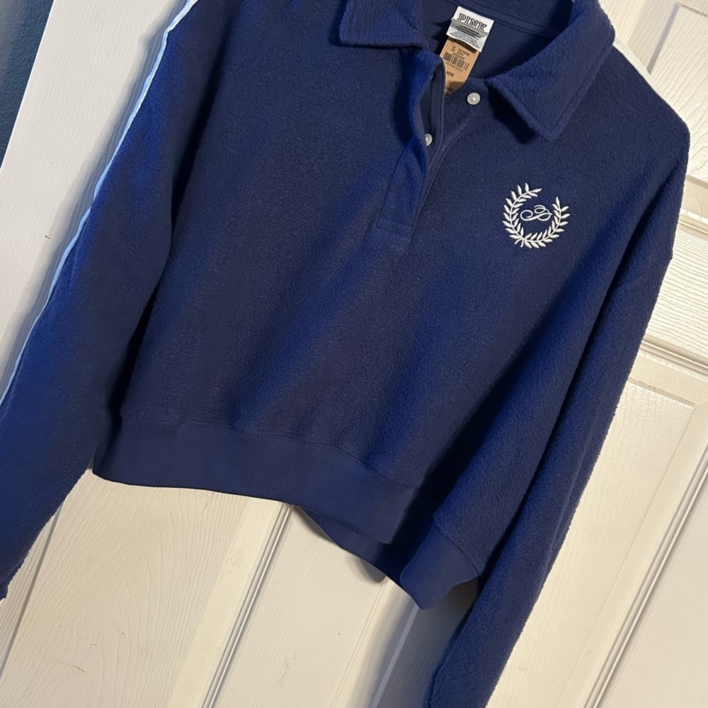Victoria’s Secret polo fleece pullover new with tags medium blue